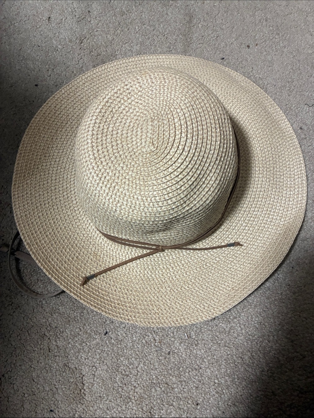 Straw Sun Hat with Brown Accent built in UPF
